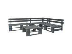 vidaXL 4-tlg Garten-Sofagarnitur aus Paletten Holz Grau Modell 1
