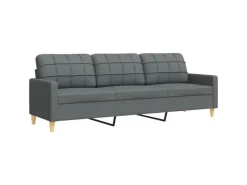 vidaXL 3-Tlg Sofagarnitur Dunkelgrau Stoff 2149639