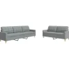 vidaXL 2-Tlg Sofagarnitur Hellgrau Stoff 2149641* Sofas