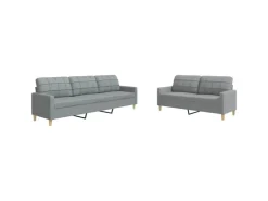 vidaXL 2-Tlg Sofagarnitur Hellgrau Stoff 2149641* Sofas