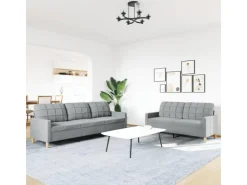 vidaXL 2-Tlg Sofagarnitur Hellgrau Stoff 2149641* Sofas