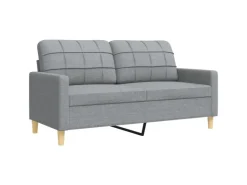 vidaXL 2-Tlg Sofagarnitur Hellgrau Stoff 2149641* Sofas