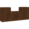 vidaXL 3-tlg. TV-Schrank-Set Braun Eichen-Optik Holzwerkstoff 1* TV-Wände