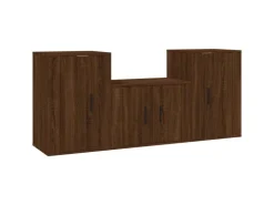 vidaXL 3-tlg. TV-Schrank-Set Braun Eichen-Optik Holzwerkstoff 1* TV-Wände