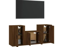 vidaXL 3-tlg. TV-Schrank-Set Braun Eichen-Optik Holzwerkstoff 1* TV-Wände