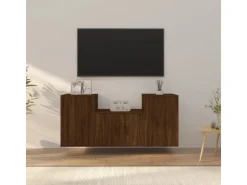 vidaXL 3-tlg. TV-Schrank-Set Braun Eichen-Optik Holzwerkstoff 1* TV-Wände
