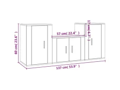 vidaXL 3-tlg. TV-Schrank-Set Braun Eichen-Optik Holzwerkstoff 1* TV-Wände