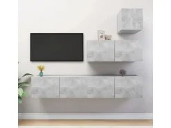 vidaXL 4-tlg. TV-Schrank-Set Betongrau Holzwerkstoff Modell 25