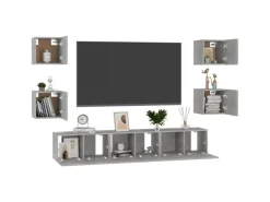 vidaXL 7-tlg. TV-Schrank-Set Betongrau Holzwerkstoff 4* Wohnwände