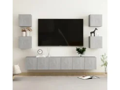 vidaXL 7-tlg. TV-Schrank-Set Betongrau Holzwerkstoff 4* Wohnwände