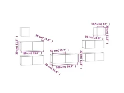 vidaXL 7-tlg. TV-Schrank-Set Betongrau Holzwerkstoff Modell 12