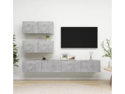 vidaXL 4-tlg. TV-Schrank-Set Betongrau Holzwerkstoff Modell 22
