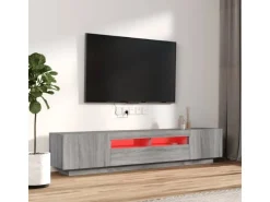vidaXL 2-tlg. TV-Schrank-Set LED-Leuchten Grau Sonoma Holzwerkstoff 2* Wohnwände|TV-Wände