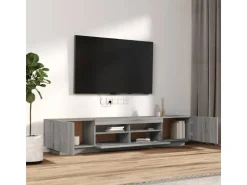 vidaXL 2-tlg. TV-Schrank-Set LED-Leuchten Grau Sonoma Holzwerkstoff 2* Wohnwände|TV-Wände