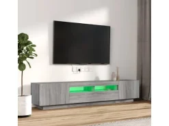 vidaXL 2-tlg. TV-Schrank-Set LED-Leuchten Grau Sonoma Holzwerkstoff 2* Wohnwände|TV-Wände
