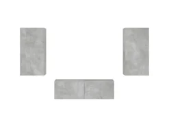 vidaXL 3-tlg. TV-Wohnwand mit LED-Leuchten Betongrau Modell 1* Wohnwände