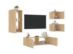 vidaXL 4-tlg. TV-Wohnwand mit LED-Leuchten Sonoma-Eiche Modell 2* Wohnwände|TV-Wände