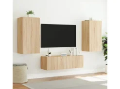 vidaXL 3-tlg. TV-Wohnwand mit LED-Leuchten Sonoma-Eiche* Wohnwände