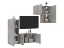 vidaXL 4-Tlg Wohnwand Grau Sonoma Holzwerkstoff 3216433