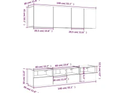 vidaXL 5-Tlg Wohnwand Grau Sonoma Holzwerkstoff 3216516