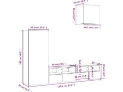 vidaXL 4-Tlg Wohnwand Grau Sonoma Holzwerkstoff 3216505