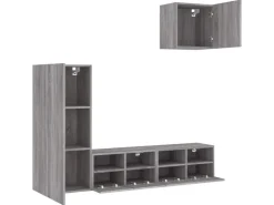 vidaXL 4-Tlg Wohnwand Grau Sonoma Holzwerkstoff 3216505
