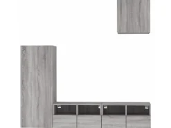 vidaXL 4-Tlg Wohnwand Grau Sonoma Holzwerkstoff 3216505