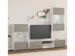 vidaXL 5-Tlg Wohnwand mit LED-Beleuchtung Holzwerkstoff 3324233