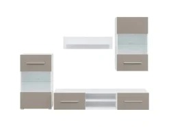 vidaXL 5-Tlg Wohnwand mit LED-Beleuchtung Holzwerkstoff 3324233