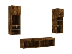 vidaXL 6-Tlg Wohnwand mit LED-Beleuchtung Räuchereiche Holzwerkstoff 3216619* Wohnwände
