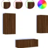 vidaXL 4-tlg. Wohnwand mit LED-Beleuchtung Braun Eiche Holzwerkstoff Modell 8* Wohnwände