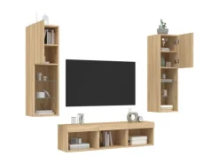 vidaXL 5-tlg. Wohnwand mit LED-Beleuchtung Sonoma-Eiche Holzwerkstoff Modell 2