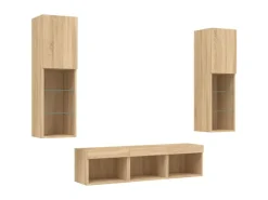 vidaXL 5-tlg. Wohnwand mit LED-Beleuchtung Sonoma-Eiche Holzwerkstoff Modell 2
