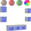 vidaXL 7-tlg. Wohnwand mit LED-Beleuchtung Grau Sonoma Holzwerkstoff* Wohnwände