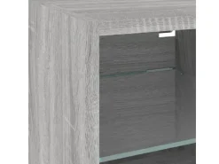 vidaXL 7-tlg. Wohnwand mit LED-Beleuchtung Grau Sonoma Holzwerkstoff* Wohnwände