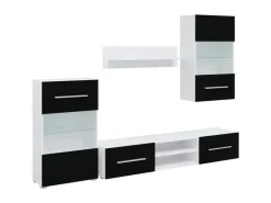 vidaXL 5-Tlg Wohnwand mit LED-Beleuchtung Mattschwarz Holzwerkstoff 3324230* Wohnwände