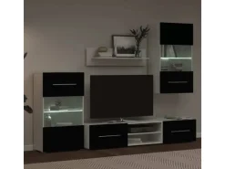 vidaXL 5-Tlg Wohnwand mit LED-Beleuchtung Mattschwarz Holzwerkstoff 3324230* Wohnwände