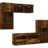 vidaXL 5-Tlg Wohnwand mit LED-Beleuchtung Räuchereiche Holzwerkstoff 3216729* Wohnwände