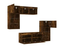 vidaXL 5-Tlg Wohnwand mit LED-Beleuchtung Räuchereiche Holzwerkstoff 3216729* Wohnwände