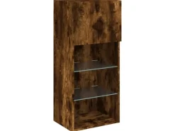 vidaXL 5-Tlg Wohnwand mit LED-Beleuchtung Räuchereiche Holzwerkstoff 3216729* Wohnwände