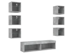 vidaXL 8-Tlg Wohnwand mit LED-Beleuchtung Holzwerkstoff 3216636* Wohnwände