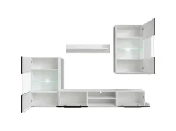 vidaXL 4-Tlg Wohnwand mit TV-Schrank & LED-Leuchten Hochglanz-Schwarz 242573