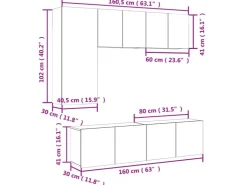 vidaXL 5-Tlg Wohnwand Räuchereiche Holzwerkstoff 3216468* Wohnwände