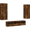 vidaXL 5-Tlg Wohnwand Räuchereiche Holzwerkstoff 3216543