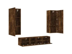 vidaXL 5-Tlg Wohnwand Räuchereiche Holzwerkstoff 3216543
