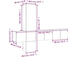 vidaXL 5-Tlg Wohnwand Räuchereiche Holzwerkstoff 3216461* Wohnwände