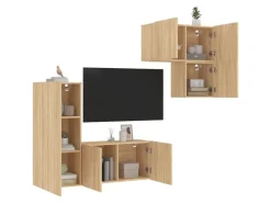 vidaXL 4-tlg. Wohnwand Sonoma-Eiche Holzwerkstoff Modell 1