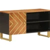 vidaXL TV-Schrank Braun und Schwarz 80x31,5x46 cm Massivholz Mango* Wohnwände