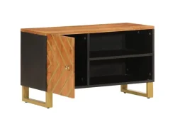vidaXL TV-Schrank Braun und Schwarz 80x31,5x46 cm Massivholz Mango* Wohnwände