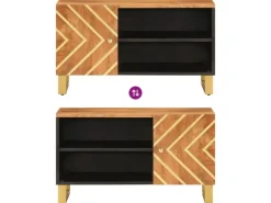 vidaXL TV-Schrank Braun und Schwarz 80x31,5x46 cm Massivholz Mango* Wohnwände